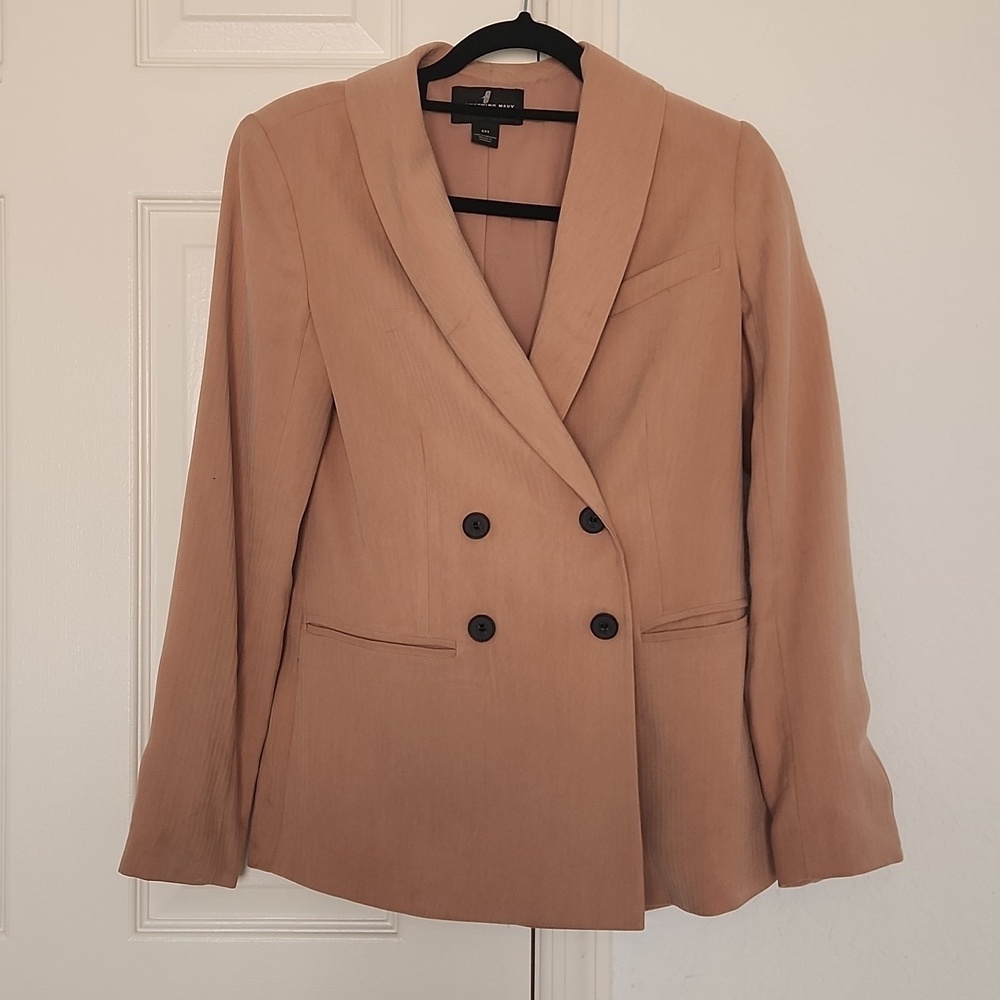 Something Navy Oversized Carmel Double Breasted Blazer XXS